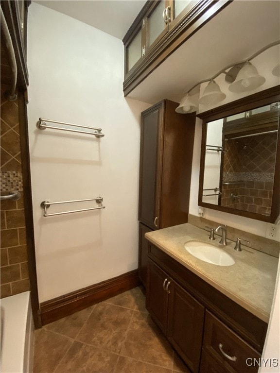 409 W 1st St S, Fulton, NY 13069 - full bathroom with vanity, tile patterned flooring, and shower / bathtub combination