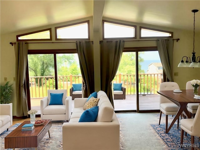 926 Bluff Rd, Carlton, NY 14571 - carpeted living area featuring vaulted ceiling