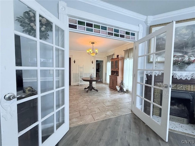 19 Elm Ave, Homer, NY 13077 - unfurnished sunroom featuring a chandelier and french doors