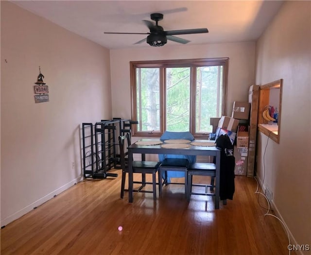 244 Scottholm Ter, Syracuse, NY 13224 - dining area featuring ceiling fan and wood finished floors