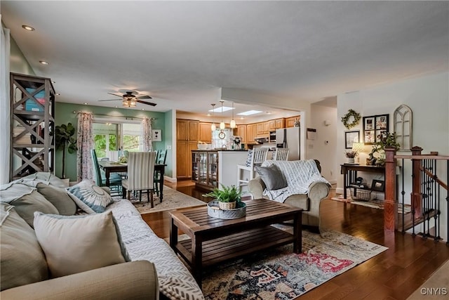 8272 Northgate Dr, Rome-Outside, NY 13440 - living room featuring dark wood-style floors, a ceiling fan, and recessed lighting