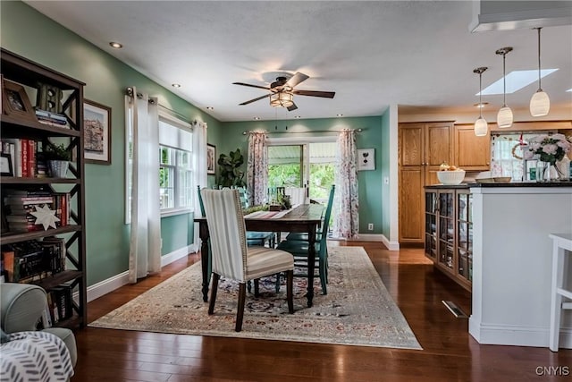 8272 Northgate Dr, Rome-Outside, NY 13440 - dining room featuring dark wood-type flooring, ceiling fan, and recessed lighting