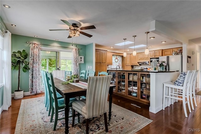 8272 Northgate Dr, Rome-Outside, NY 13440 - dining area with dark wood-style floors, ceiling fan, and recessed lighting
