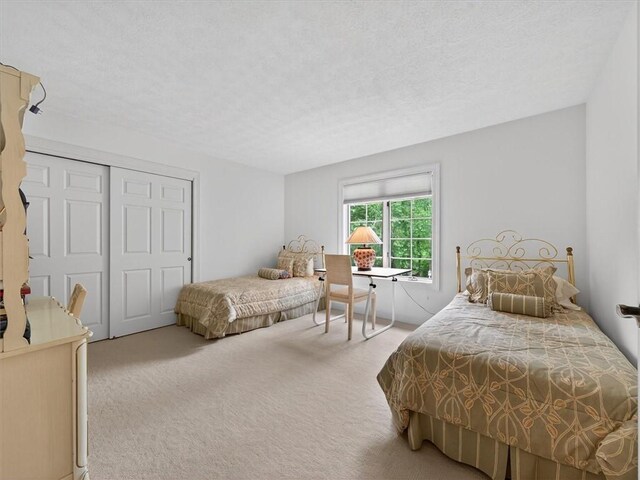 1010 Plank Rd, Penfield, NY 14580 - carpeted bedroom with a closet and a textured ceiling