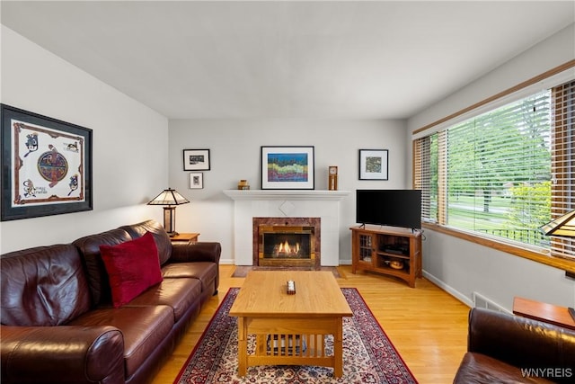 124 Allenhurst Rd, Amherst, NY 14226 - living room featuring light wood-type flooring and a tile fireplace