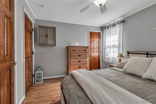 4306 Shimerville Rd, Clarence, NY 14031 - bedroom featuring light wood-style flooring, ceiling fan, and ornamental molding