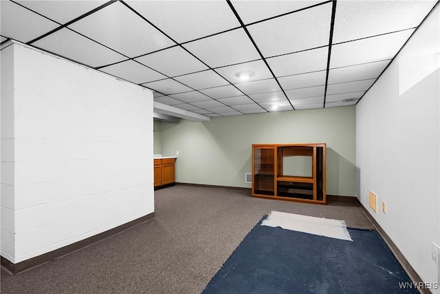 482 Loretta St, Tonawanda-Town, NY 14223 - finished below grade area with carpet flooring and a drop ceiling