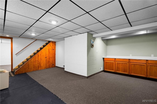 482 Loretta St, Tonawanda-Town, NY 14223 - finished basement with stairway and a drop ceiling