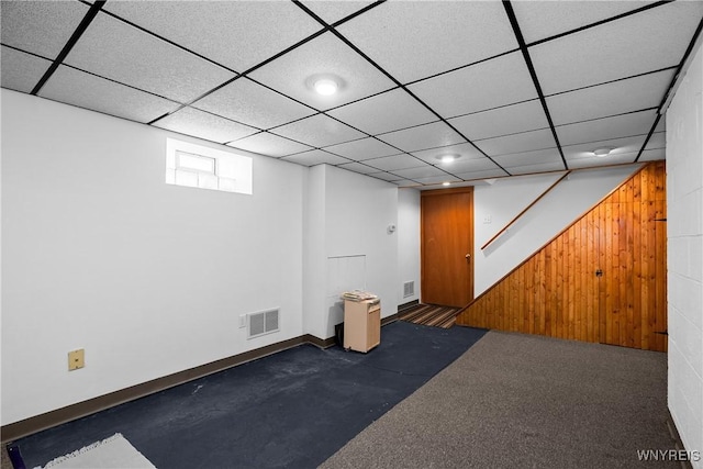 482 Loretta St, Tonawanda-Town, NY 14223 - basement with wood walls and a drop ceiling