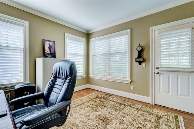 393 Mendon Center Rd, Mendon, NY 14472 - office space with wood finished floors, healthy amount of natural light, and ornamental molding