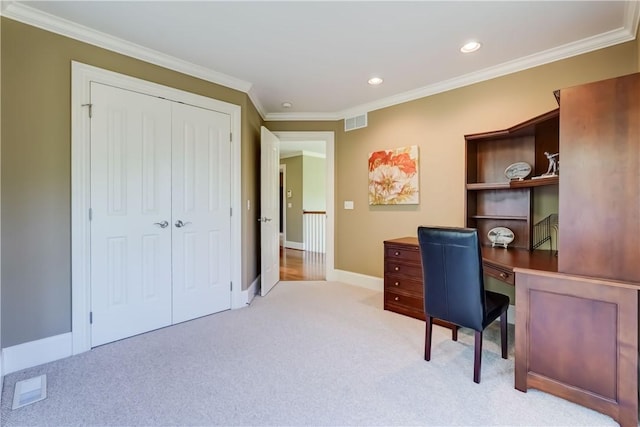 393 Mendon Center Rd, Mendon, NY 14472 - carpeted office space featuring crown molding and recessed lighting