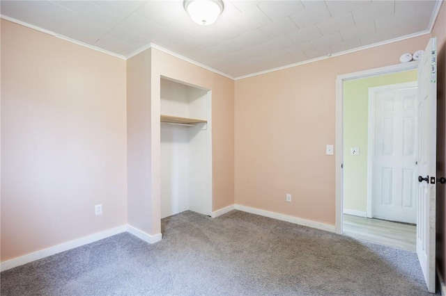88 Rouge Rd, Henrietta, NY 14623 - unfurnished bedroom featuring ornamental molding, carpet flooring, and a closet