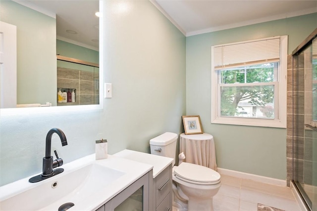 217 Red Lion Rd, Henrietta, NY 14467 - full bath featuring crown molding, vanity, tiled shower, and tile patterned floors