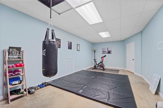 474 Thorpe Rd, Sidney, NY 13838 - exercise room featuring a drop ceiling and baseboards