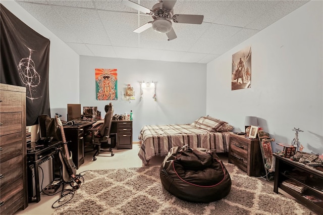 474 Thorpe Rd, Sidney, NY 13838 - bedroom featuring a paneled ceiling, a desk, and ceiling fan