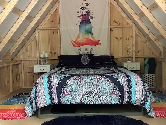 474 Thorpe Rd, Sidney, NY 13838 - bedroom with lofted ceiling and wooden walls