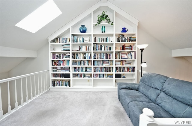 2850 Amsdell Rd Unit 30, Hamburg, NY 14075 - sitting room featuring a skylight, vaulted ceiling, and carpet