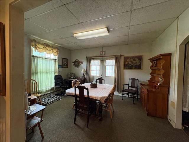 839 State Highway 7, Unadilla, NY 13849 - dining room featuring a drop ceiling, french doors, carpet flooring, and healthy amount of natural light