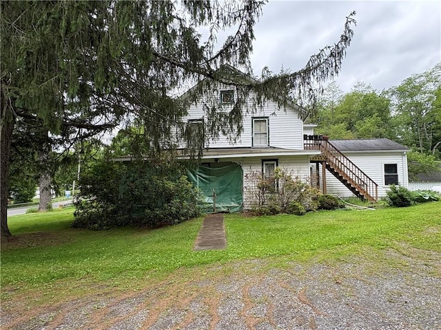 839 State Highway 7, Unadilla, NY 13849 - view of front facade featuring stairs and a front lawn