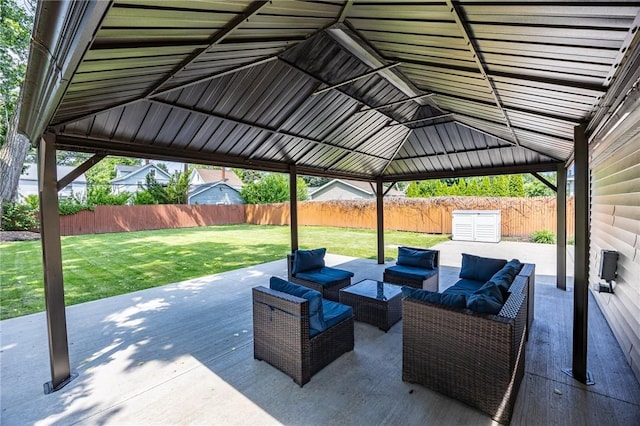 262 Barry Rd, Irondequoit, NY 14617 - fenced backyard featuring an outdoor living space and a patio