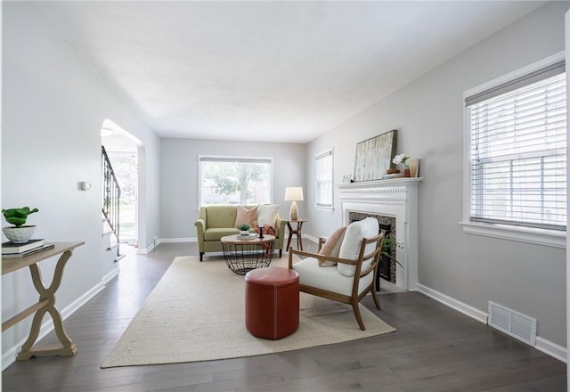 262 Barry Rd, Irondequoit, NY 14617 - living area featuring dark wood-type flooring and a fireplace