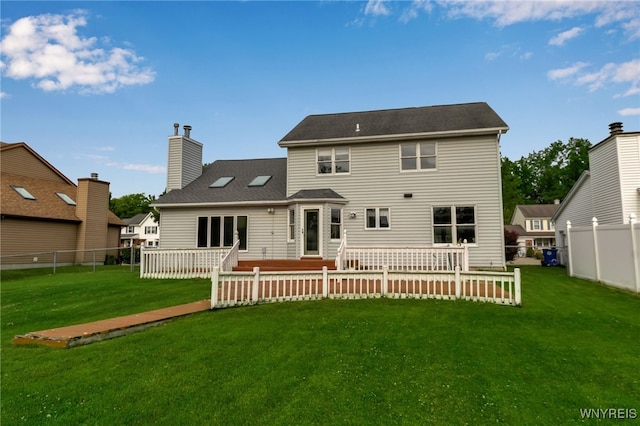 33 Sausalito Dr, Amherst, NY 14051 - rear view of house featuring a fenced backyard and a chimney