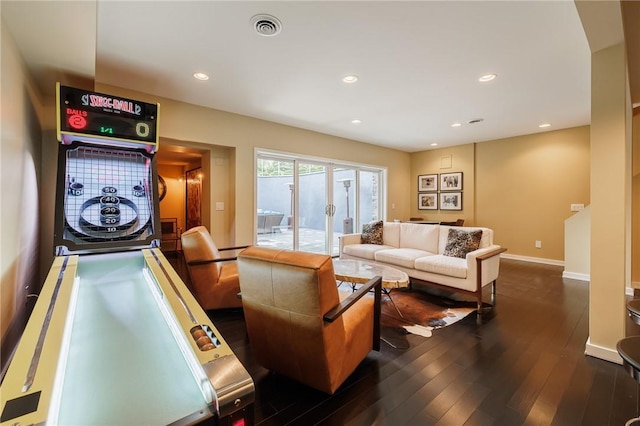 5 Elmwood Hill Ln, Brighton, NY 14610 - game room featuring dark wood-style flooring and recessed lighting