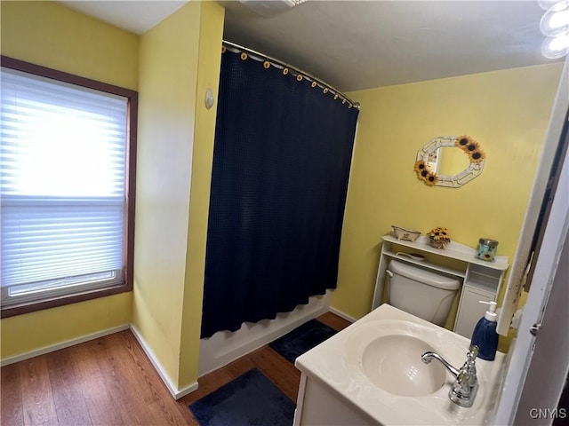 41 Evergreen St, Cortland, NY 13045 - bathroom with plenty of natural light, wood finished floors, vanity, and shower / bath combination with curtain