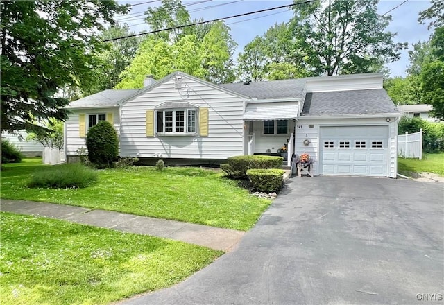 341 N Hoopes Ave, Auburn, NY 13021 - ranch-style house with an attached garage, a front lawn, driveway, and roof with shingles