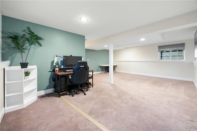 8185 Mantova Dr, Clay, NY 13041 - home office featuring carpet floors and recessed lighting