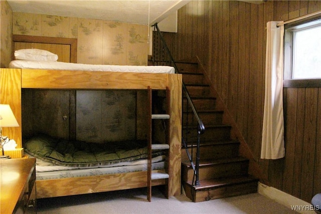 5046 Whig St, Little Valley, NY 14779 - stairs with wallpapered walls and wooden walls