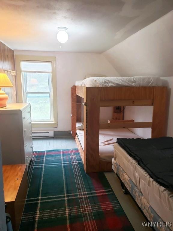 5046 Whig St, Little Valley, NY 14779 - bedroom featuring lofted ceiling and a baseboard heating unit