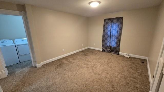 306 Broad St, Port Allegany Boro, PA 16743 - carpeted empty room featuring washing machine and dryer and baseboards