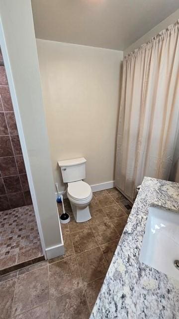 306 Broad St, Port Allegany Boro, PA 16743 - bathroom with tiled shower, vanity, and tile patterned flooring