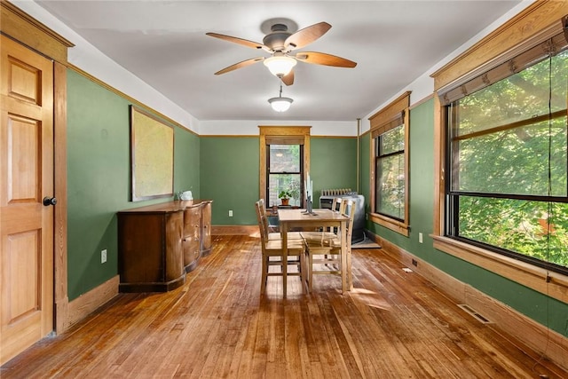 9 Orchard St, Delhi, NY 13753 - dining area with wood-type flooring and a ceiling fan