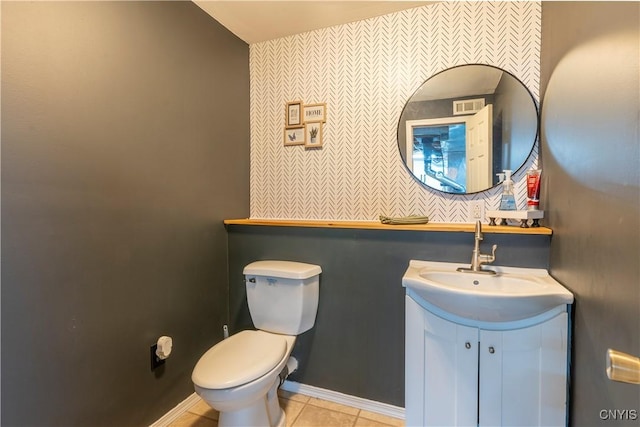4045 E Milestrip Rd, Fenner, NY 13032 - bathroom with wallpapered walls, vanity, and tile patterned floors