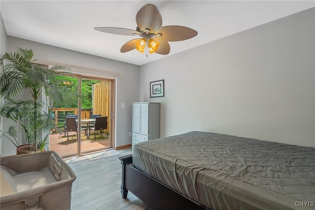 2012 Pleasant Ave, Vienna, NY 13308 - bedroom featuring access to exterior, wood finished floors, and ceiling fan