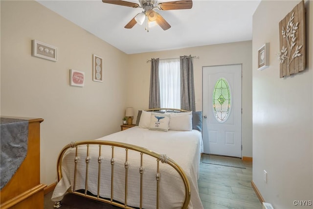 2012 Pleasant Ave, Vienna, NY 13308 - bedroom with light wood finished floors and ceiling fan