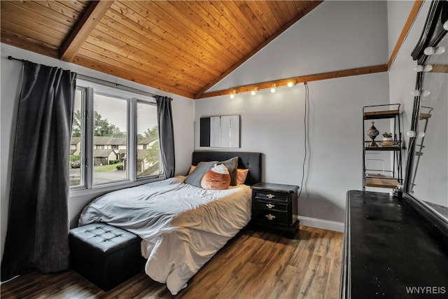 351 Charlesgate Cir, Amherst, NY 14051 - bedroom with wooden ceiling, wood finished floors, and high vaulted ceiling