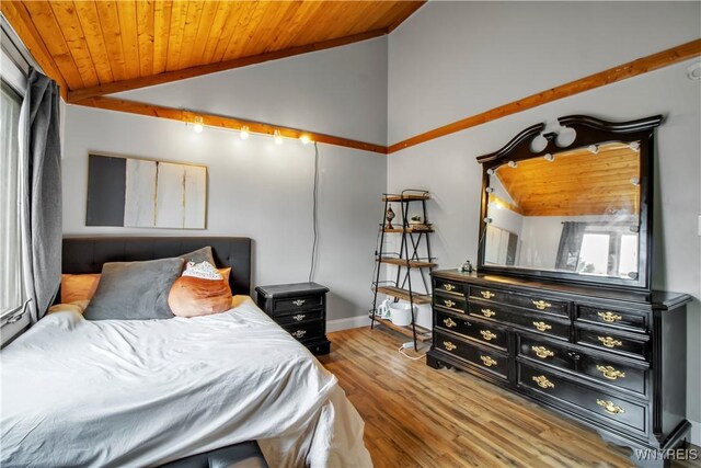 351 Charlesgate Cir, Amherst, NY 14051 - bedroom with wooden ceiling, lofted ceiling, and wood finished floors