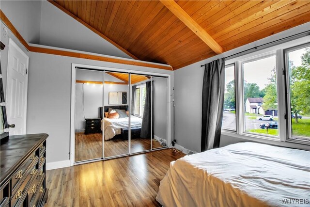 351 Charlesgate Cir, Amherst, NY 14051 - bedroom featuring wood ceiling, wood finished floors, and a closet