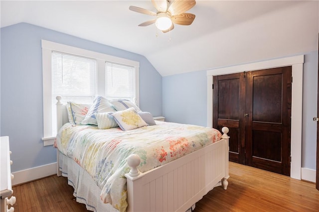 905 W Center St, Ridgeway, NY 14103 - bedroom featuring lofted ceiling, wood finished floors, and ceiling fan