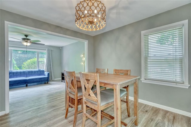 244 Highland Pkwy, Rochester, NY 14620 - dining space featuring light wood finished floors, a chandelier, and ceiling fan