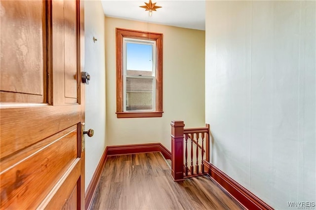373 Urban St, Buffalo, NY 14211 - hall featuring dark wood-type flooring and an upstairs landing