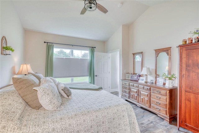 1391 Creeks Edge Dr, Webster, NY 14580 - bedroom featuring lofted ceiling, light wood-style flooring, and ceiling fan