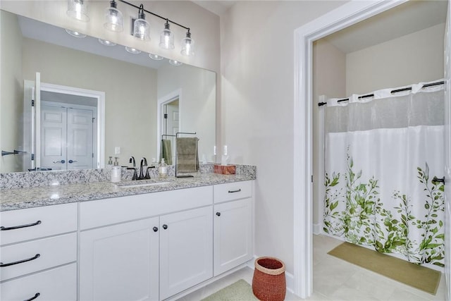 1391 Creeks Edge Dr, Webster, NY 14580 - full bathroom featuring vanity, tile patterned flooring, and curtained shower