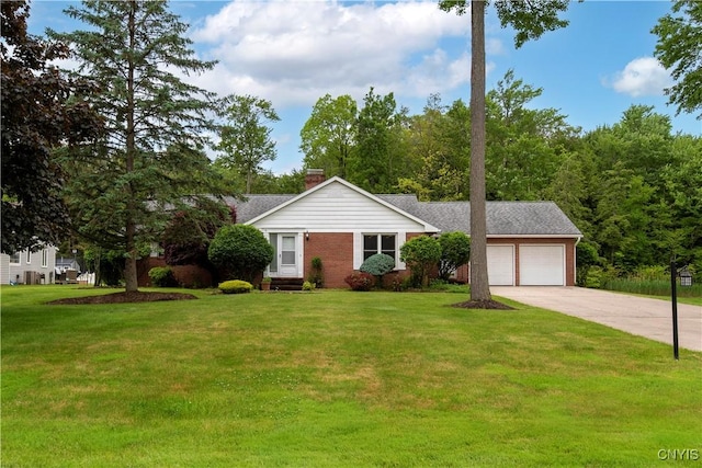 16 Silver Birch Ct, New Hartford, NY 13413 - view of front facade featuring an attached garage, driveway, a chimney, and a front yard