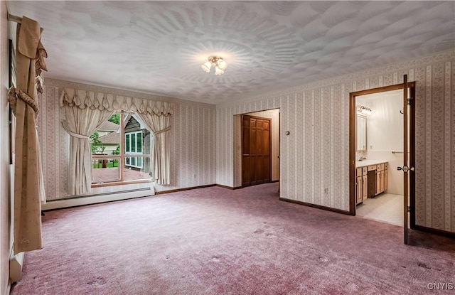 16 Silver Birch Ct, New Hartford, NY 13413 - carpeted spare room featuring wallpapered walls and baseboard heating