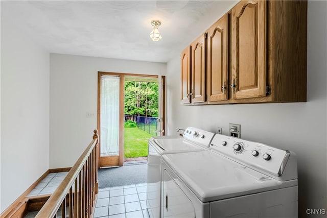 16 Silver Birch Ct, New Hartford, NY 13413 - washroom with separate washer and dryer, cabinet space, light colored carpet, and light tile patterned flooring