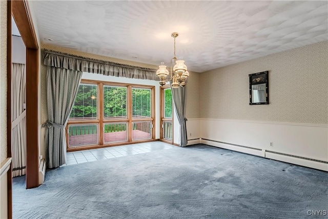 16 Silver Birch Ct, New Hartford, NY 13413 - carpeted empty room with a chandelier and baseboard heating